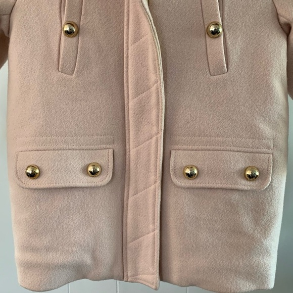 Chloé Virgin Wool Baby Pink Faux Fur Hooded Coat Girls Insulated Gold Chloe Cute - Picture 3 of 15